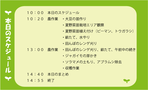 農業体験スケジュール4月30日