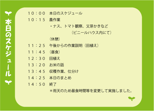 農業体験スケジュール5月7日